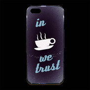 Coque iPhone 5/5S Premium In Coffee We trust Bleu ZG