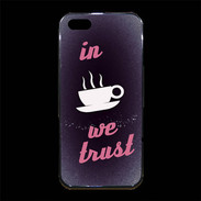Coque iPhone 5/5S Premium In Coffee We trust Rouge ZG