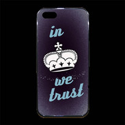 Coque iPhone 5/5S Premium In Queen We trust Bleu ZG
