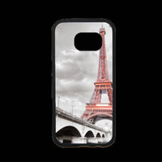 Coque Samsung S7 Premium Tour Eiffel rouge sur fond en noir et blanc