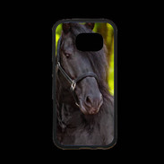 Coque Samsung S7 Premium Portrait de cheval noir 10