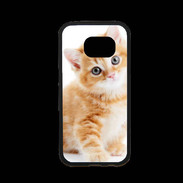 Coque Samsung S7 Premium Chaton marron et blanc