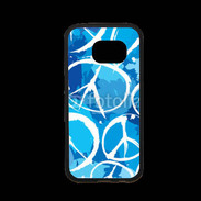 Coque Samsung S7 Premium Peace and love Bleu