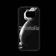 Coque Samsung S7 Premium Femme enceinte en noir et blanc