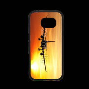 Coque Samsung S7 Premium Avion de ligne et couché de soleil