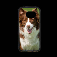 Coque Samsung S7 Premium Chien Colley marron et blanc