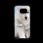Coque Samsung S7 Premium Chien blanc et paire de chaussons
