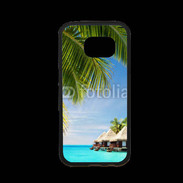 Coque Samsung S7 Premium Palmier et bungalow dans l'océan indien