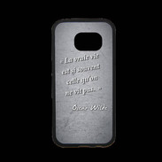Coque Samsung S7 Premium Vrai vie Noir Citation Oscar Wilde