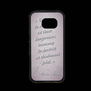 Coque Samsung S7 Premium Sincérité fatale Rose Citation Oscar Wilde