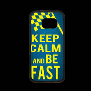 Coque Samsung S7 Premium Keep Calm and Be Fast Bleu