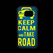 Coque Samsung S7 Premium Keep Calm and Take o road 2 Bleu