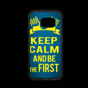 Coque Samsung S7 Premium Keep Calm and Be the First Bleu