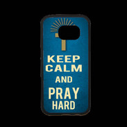 Coque Samsung S7 Premium Keep Calm and Pray Christian Bleu
