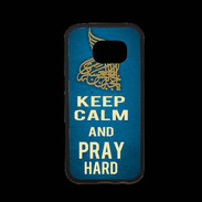 Coque Samsung S7 Premium Keep Calm and Pray Muslim Bleu