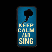 Coque Samsung S7 Premium Keep Calm and Sing Bleu