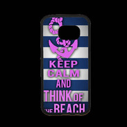 Coque Samsung S7 Premium Keep Calm and Think Beach Bleu