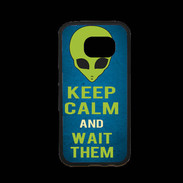Coque Samsung S7 Premium Keep Calm and Wait Alien Bleu