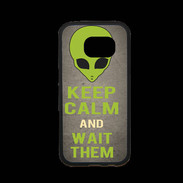 Coque Samsung S7 Premium Keep Calm and Wait Alien Gris
