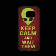 Coque Samsung S7 Premium Keep Calm and Wait Alien Rouge