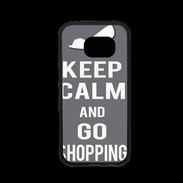 Coque Samsung S7 Premium Keep Calm Go Shopping Gris