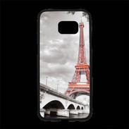 Coque Personnalisée Samsung S7 Edge Premium Tour Eiffel rouge sur fond en noir et blanc