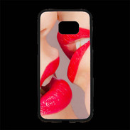 Coque Personnalisée Samsung S7 Edge Premium Bouche sexy Lesbienne et rouge à lèvres gloss