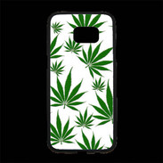 Coque Personnalisée Samsung S7 Edge Premium Feuille de cannabis sur fond blanc