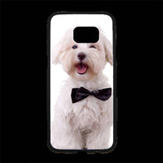 Coque Personnalisée Samsung S7 Edge Premium Bichon avec noeud papillon