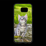 Coque Personnalisée Samsung S7 Edge Premium Portrait d'un chaton gris