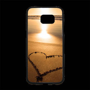 Coque Personnalisée Samsung S7 Edge Premium Coeur sur la plage avec couché de soleil