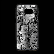 Coque Personnalisée Samsung S7 Edge Premium graffiti seamless background en noir et blanc