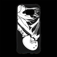 Coque Personnalisée Samsung S7 Edge Premium Musicienne guitare électrique en noir et blanc
