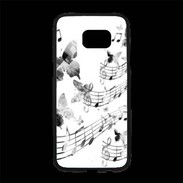 Coque Personnalisée Samsung S7 Edge Premium Dessin de note de musique en noir et blanc 75