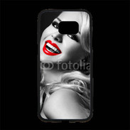 Coque Personnalisée Samsung S7 Edge Premium Rouge à lèvres Fashion en noir et blanc
