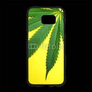 Coque Personnalisée Samsung S7 Edge Premium Feuille de cannabis sur fond jaune