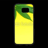 Coque Personnalisée Samsung S7 Edge Premium Feuille de cannabis sur fond jaune 2