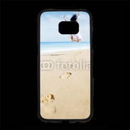 Coque Personnalisée Samsung S7 Edge Premium Femme sautant face à la mer