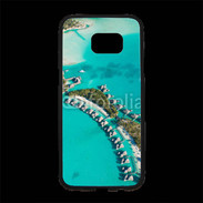 Coque Personnalisée Samsung S7 Edge Premium Vue aérienne Bungalow à Tahiti