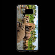 Coque Personnalisée Samsung S7 Edge Premium Groupe d'éléphants à la rivière