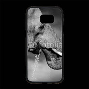 Coque Personnalisée Samsung S7 Edge Premium Elephant d'Afrique en noir et blanc