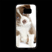Coque Personnalisée Samsung S7 Edge Premium Chiot Colley marron et blanc