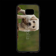 Coque Personnalisée Samsung S7 Edge Premium Chiot labrador avec pomme de pin
