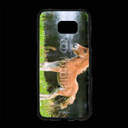 Coque Personnalisée Samsung S7 Edge Premium Poulain marron et blanc