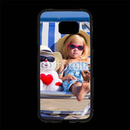 Coque Personnalisée Samsung S7 Edge Premium Petite fille avec bonhomme de neige a la plage