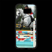 Coque Personnalisée Samsung S7 Edge Premium Jumping Equitation cheval gris