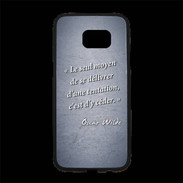 Coque Personnalisée Samsung S7 Edge Premium Tentation Bleu Citation Oscar Wilde