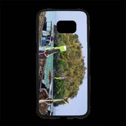 Coque Personnalisée Samsung S7 Edge Premium DP Barge en bord de plage