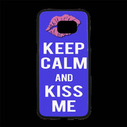 Coque Personnalisée Samsung S7 Edge Premium Keep Calm Kiss me Bleu