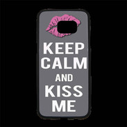 Coque Personnalisée Samsung S7 Edge Premium Keep Calm Kiss me Gris